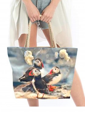 Oil Painting Puffin Shoulder Bag